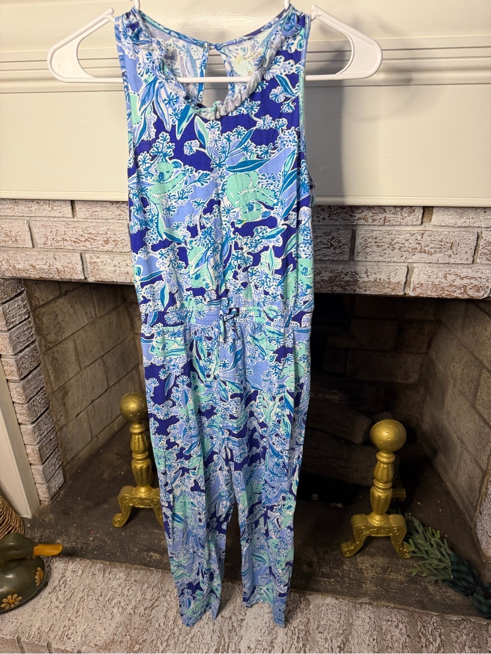 Lilly Pulitzer Navy, Light Blue & Mint Floral Sleeveless Jumpsuit